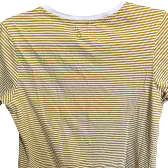 Pact Softspun V Neck Tee Shirt Organic Cotton Striped Yellow White Size Small - Picture 9 of 14